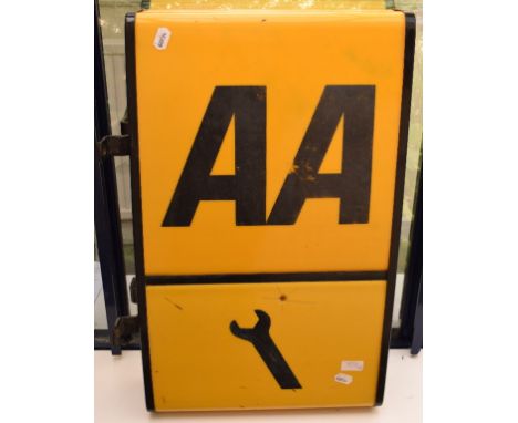 An Automobile Association (AA) double sided sign, with bracket, 42 cm wide, and an Automobile Association (AA) hanging wall s
