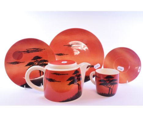 A Poole Pottery African Sky part tea and dinner service, other ceramics, glass and items (5 boxes) 