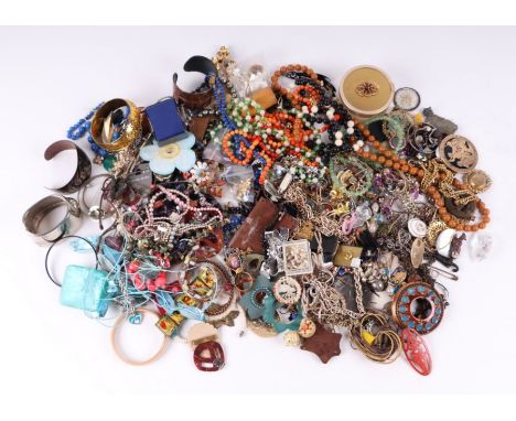 A large quantity of vintage costume jewellery.