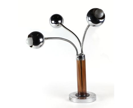 A 1970's Italian design Goffredo Regiani articulated chrome and Perspex Eyeball table lamp, approx 86cms high.
