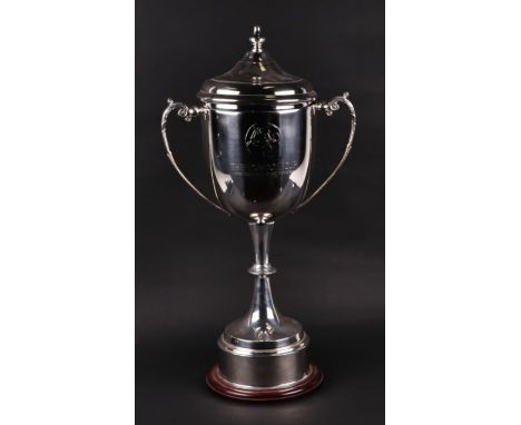 Football Interest.  The London Cup, a very large silver plated twin-handled trophy cup and cover, awarded to 'PSV Eindhoven W