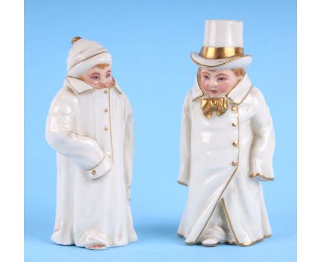 A pair of Victorian Royal Worcester candle extinguishers, Budge &amp; Toddie, both from the Helen's Babies Range, both date c