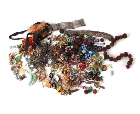 A large quantity of antique and vintage costume jewellery.