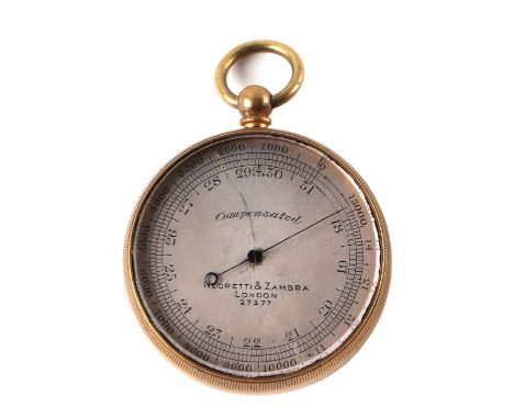 A Negretti &amp; Zambra compensated pocket barometer, No. 27377. 5cm diameter