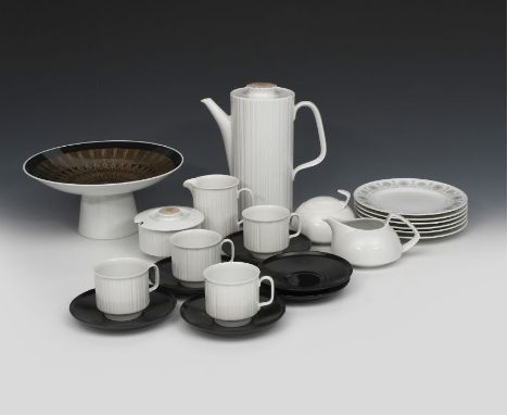 A Rosenthal Studio Line 'Variation' coffee set designed by Tapio Wirkkala, comprising coffee pot and cover, milk-jug and cove