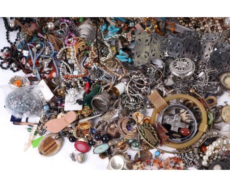 A large quantity of vintage costume jewellery.