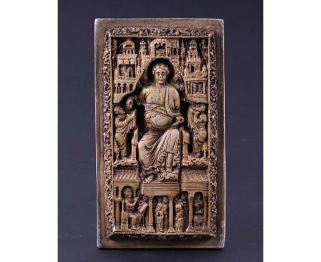 A 19th century plaster relief of a Byzantine panel, 14 by 24cms.
