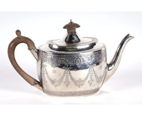 A Victorian silver teapot with chased and floral decoration, London 1833, 408g.