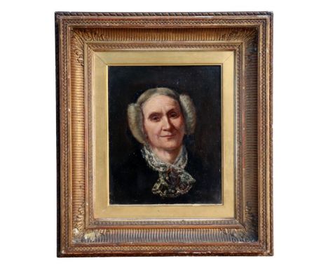 G R Burnett - Portrait of Clementine Arbouin (nee Marett) - oil on canvas, inscription and signed &amp; dated 1872 to verso, 