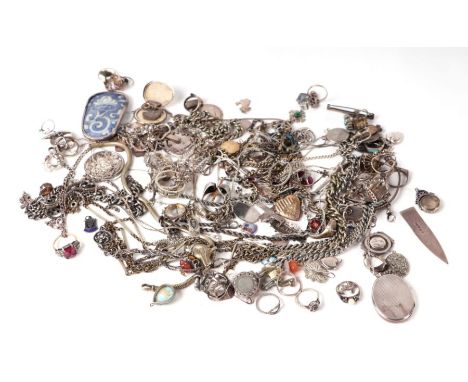 A large quantity of silver and white metal jewellery to include necklaces, rings and pendants.