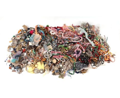 A large quantity of vintage costume jewellery.