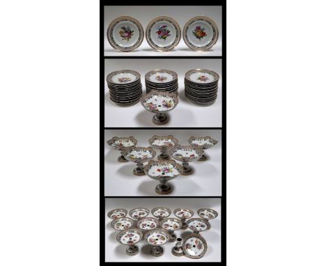 A late 18th / early 19th century KPM Berlin extensive porcelain dessert service comprising seven large comports , 23cms diame