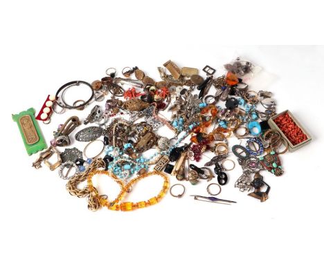 A large quantity of antique and vintage costume jewellery.