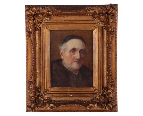 Late 19th century English school - Bust Portrait of an Elderly Gentleman - watercolour, framed &amp; glazed, 14 by 20cms.