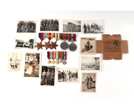 A mounted WW2 medal group consisting of 1939/45 Star, Africa Star with 8th Army clasp, Italy Star, Defence Medal, War Medal w