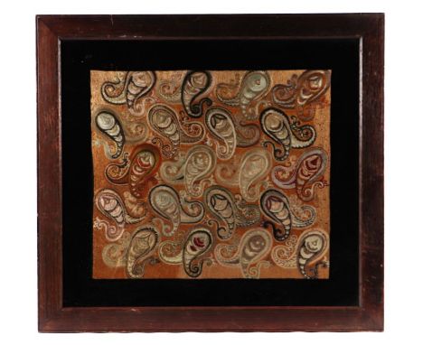 An Indian crewel work textile panel, framed &amp; glazed, 41 by 47cms.