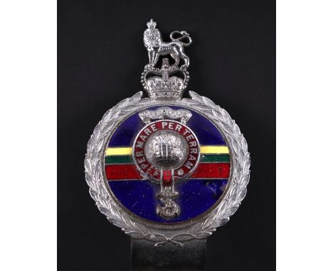 A Royal Marine's Regimental badge bar badge by J R Gaunt, featuring regimental motto 'Per Mare Per Terram' and surmounted wit