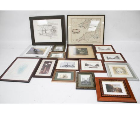 An assortment of prints and photographs. Depicting vehicles, botanical pictures, etc. the majority framed and glazed