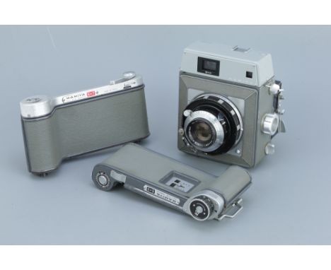 A Mamiya Press Medium Format Camera, with a Mamiya Sekor f/3.5 90mm lens, body, G-VG, rangefinder patch bright, with cut film