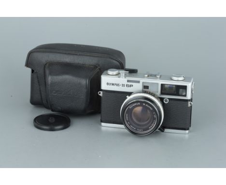 An Olympus 35SP Rangefinder Camera, with G.Zuiko f/1.7 42mm lens, body, G, shutter not firing, lens, VG, in maker's case