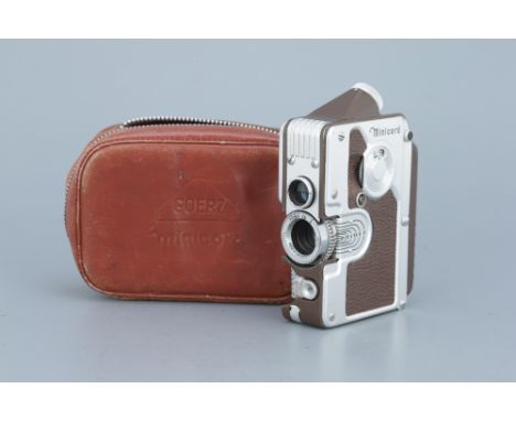 A C.P. Goerz Minicord Camera, brown, serial no. 16558, with C.P. Goerz Helgor f/2 25mm lens, body, G, shutter working, lens, 