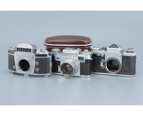 A Contax IIIa 35mm Rangefinder Camera, chrome, with a Zeiss-Opton Sonnar f/2 50mm lens, body, VG-E, shutter jammed, lens, VG-