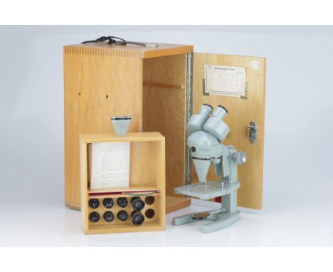 Watson &amp; Sons Stereoscopic Binocular Microscope, English, dated 4th Jul 1967, engraved 'Watson Barnet 144713' finished in
