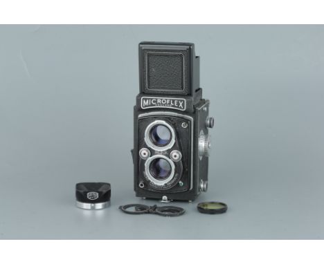 An MPP Microflex TLR Medium Format Camera, with Micronar f/3.5 77.5mm lens body, VG, shutter working, lens, G-VG, some light 