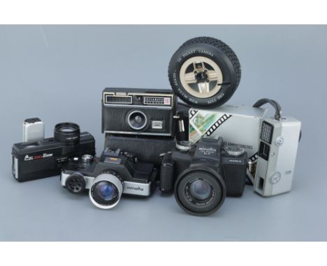 A Selection of 110 and 16mm Cameras, including a Minolta 110 Auto Zoom, a Minolta-16, and more (a lot)