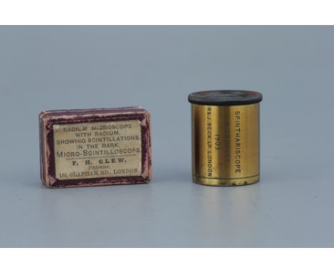 Crookes Spinthariscope, English Dated 1903, engraved Spinthariscope W. Crookes 1903, R & J Beck London, constructed of lacque
