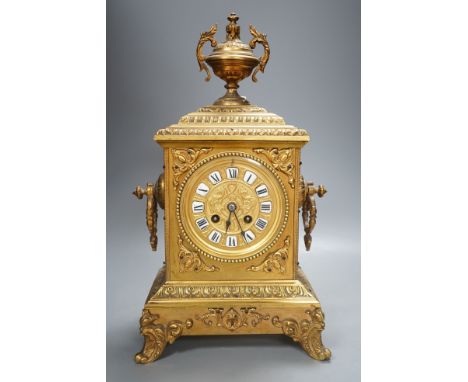 A French gilt metal mantel clock-41cm high.