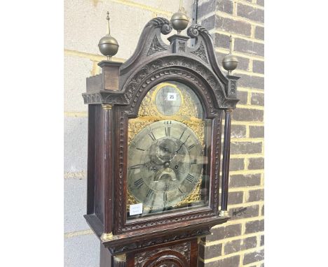 Barrett of Stowmarket. A George III carved oak eight day longcase clock, height 220cm