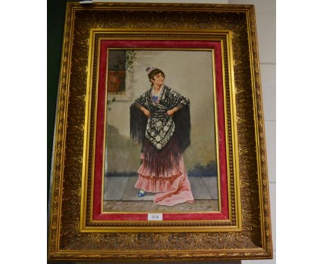 Portrait of Gran Edalla of Paris on porcelain, 47cm by 31cm, in gilt frame  Provenance: A Private European Collector       