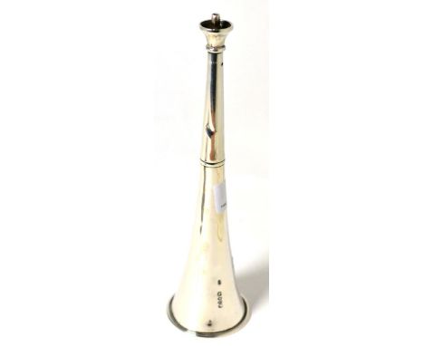 A Victorian silver table lighter as a hunting horn, London 1887, loaded       