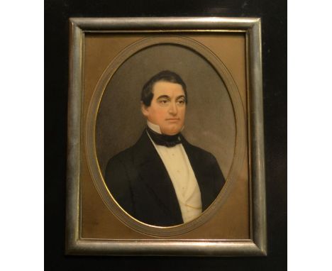 A 19th century portrait miniature of a gentleman, reputedly George Washington Irving, watercolour       