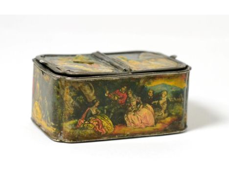 An 18th century enamel and white metal spice box with three compartments        