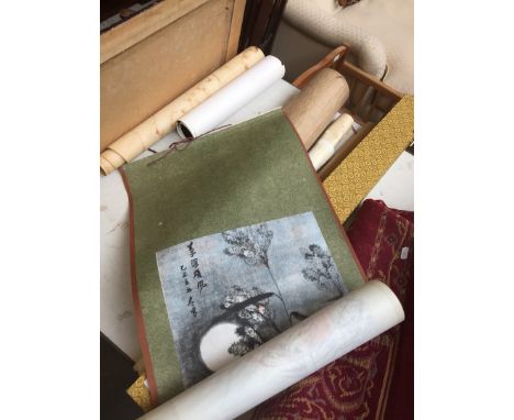 BOXED CHINESE SCROLL AND OTHER ROLLED PRINTS     T5