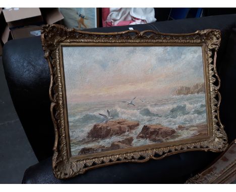 A.E. THOMPSON SEASCAPE OIL ON BOARD