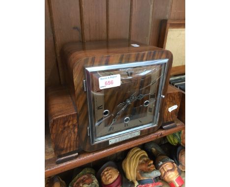 WESTMINSTER CHIME WALNUT 1930S MANTEL CLOCK