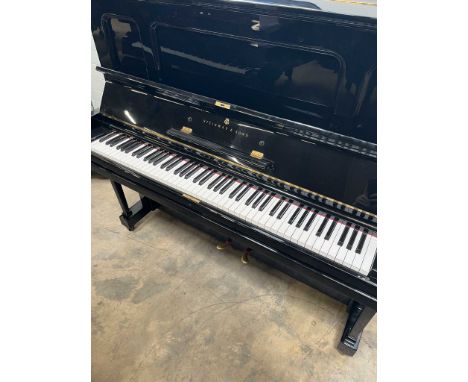 Steinway (c1906) AMENDMENT (c1917)A Model K upright piano in a bright ebonised case, this piano has been restored in the rece