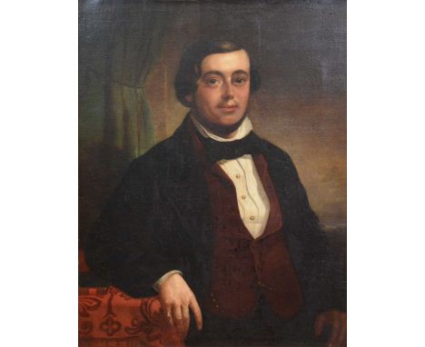 Victorian School, Portrait of a gentleman, half-length, oil on canvas, unsigned,92 x 71cm.