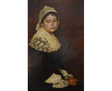 Victorian School,Portrait of a girl seated, half-length,oil on canvas, unsigned,90x84cm.Qty: 1Condition report:It is in a gil
