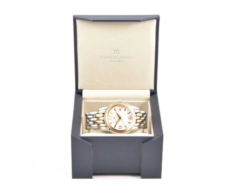 Maurice Lacroix - a gentleman's bi-colour quartz wristwatch, 30mm circular off-white dial with Arabics at 12, 6 and 9, baton 