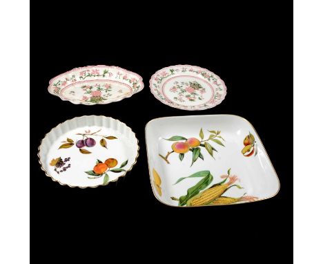 Royal Worcester part dinner service, decorated with Chinese Peony floral vase in pink and green against a white ground; and a