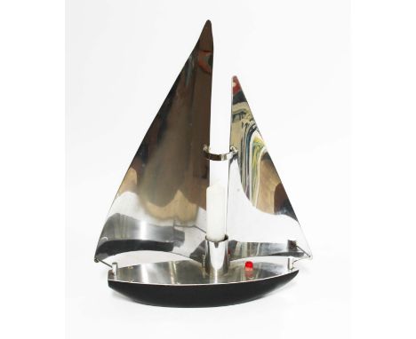 An Art Deco chrome lamp modelled as a sailing boat, height 45cm.  