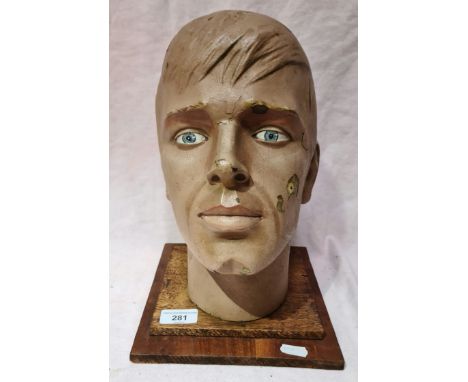 A vintage shop display mannequin head  some chips &amp; cracks to surface