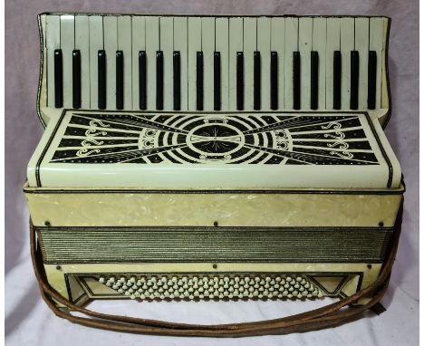 A vintage accordion.  