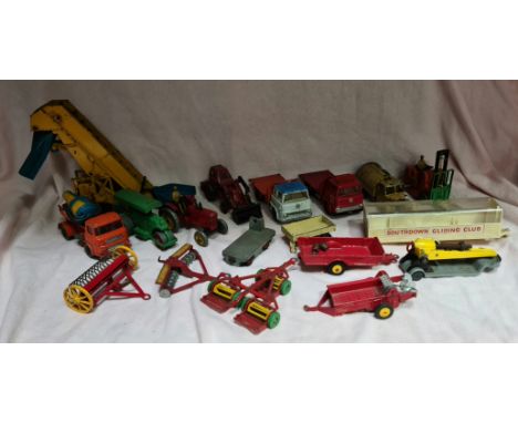Dinky Toys/Supertoys, A group of play worn vehicles &amp; trailers to include a Bedford, 964 Barber-Greene Olding Elevator Lo