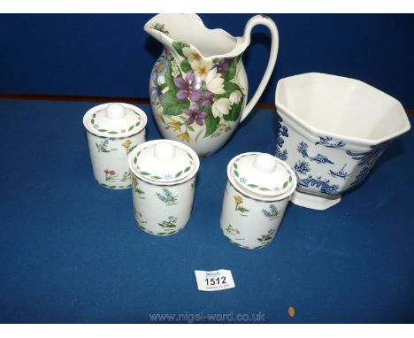 A quantity of Kent pottery jars, blue and white planter, etc.