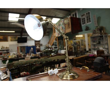 A brushed gilt metal Desk Lamp.